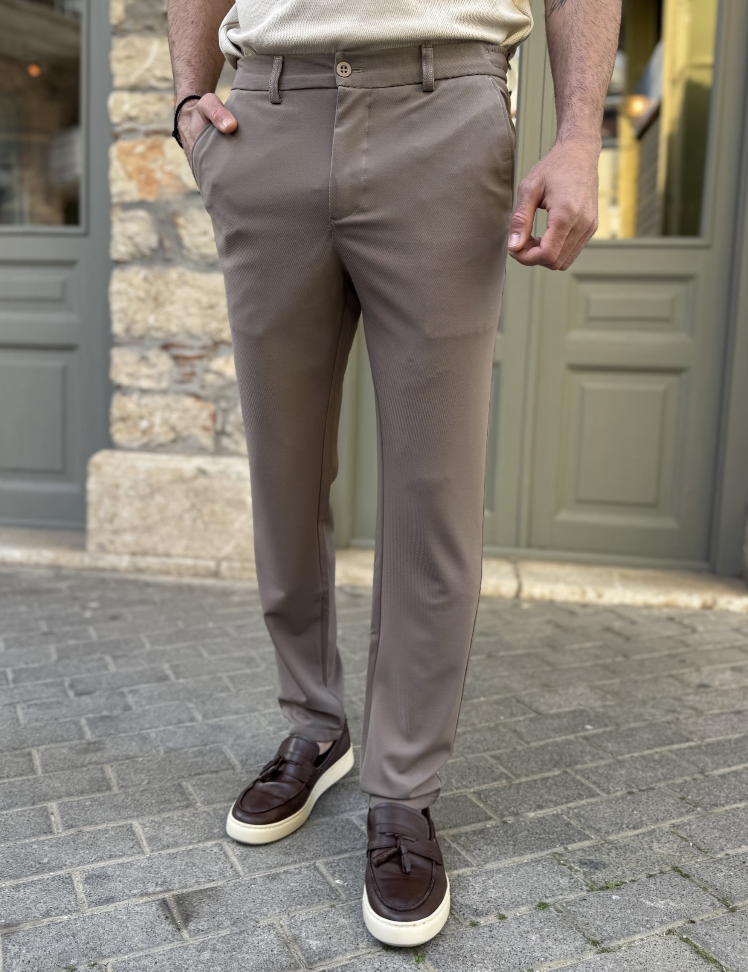 Ανδρικό πούρο υφασμάτινο παντελόνι με λάστιχο στην μέση D1230P